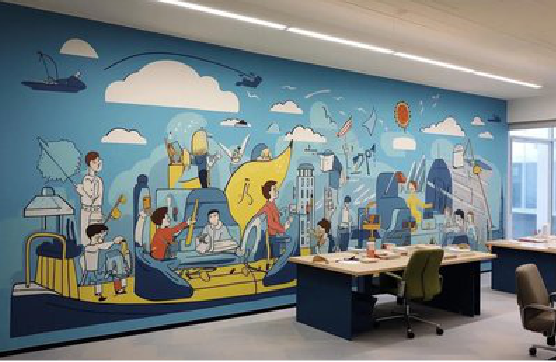 盐边办公室墙绘的特点。