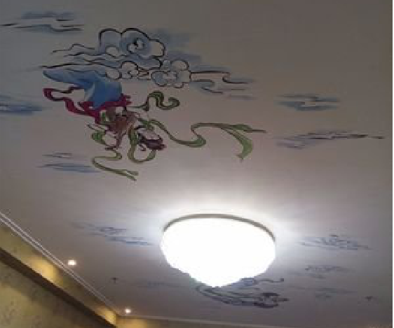 盐边如何快速绘制天花板上的手绘墙？